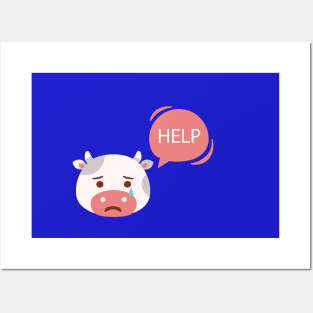 Cow Crying For Help Posters and Art